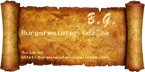 Burgermeister Géza névjegykártya