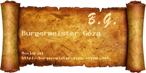 Burgermeister Géza névjegykártya